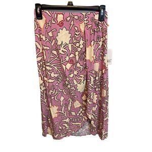 Knox Rose Pink Midi Length Floral Print Lightweight Flowy Skirt NEW Size XS